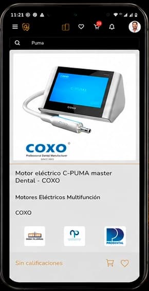 Ficha de un motor eléctrico odontológico con su descripción y marca