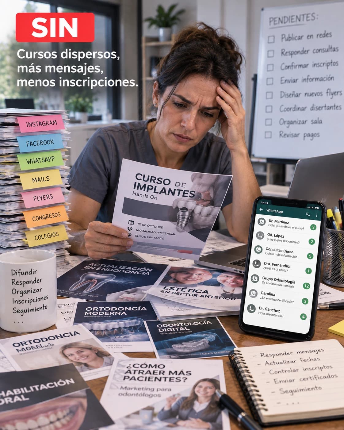 Flyers de cursos dispersos en redes sociales y grupos de WhatsApp